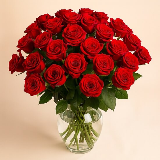 Intensely Red – red rose bouquet, Switzerland delivery